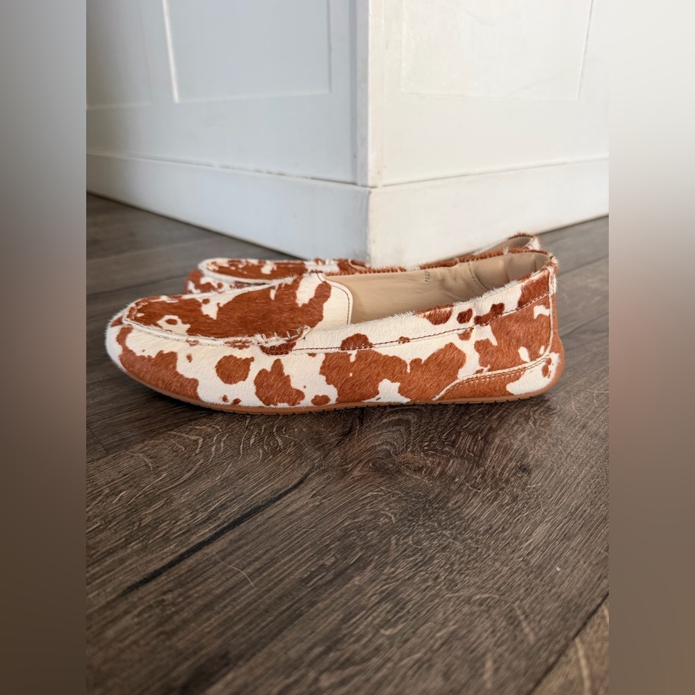 Hush Puppies Brown and White Cowprint Loafers - Picture 2 of 12